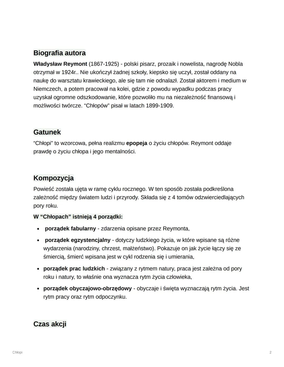 Chłopi
Chłopi
Author Władysław Reymont
Score
Status
In progress
Ⓒ Type Book
1 Chłopi
Biografia autora
Władysław Reymont (1867-1925) - polski