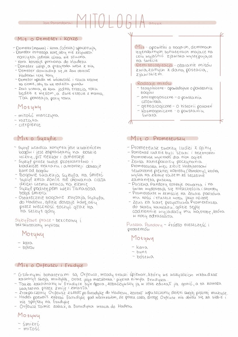 Jan Parandowski
Powstanie świata.
MITOLOGIA
CHAOS
ļ
Gaja i Uranos
(ziemia i niebo)
tytanı, cyklop, sturęcy
Hades
Uranos spycha
Swoje dzieci 