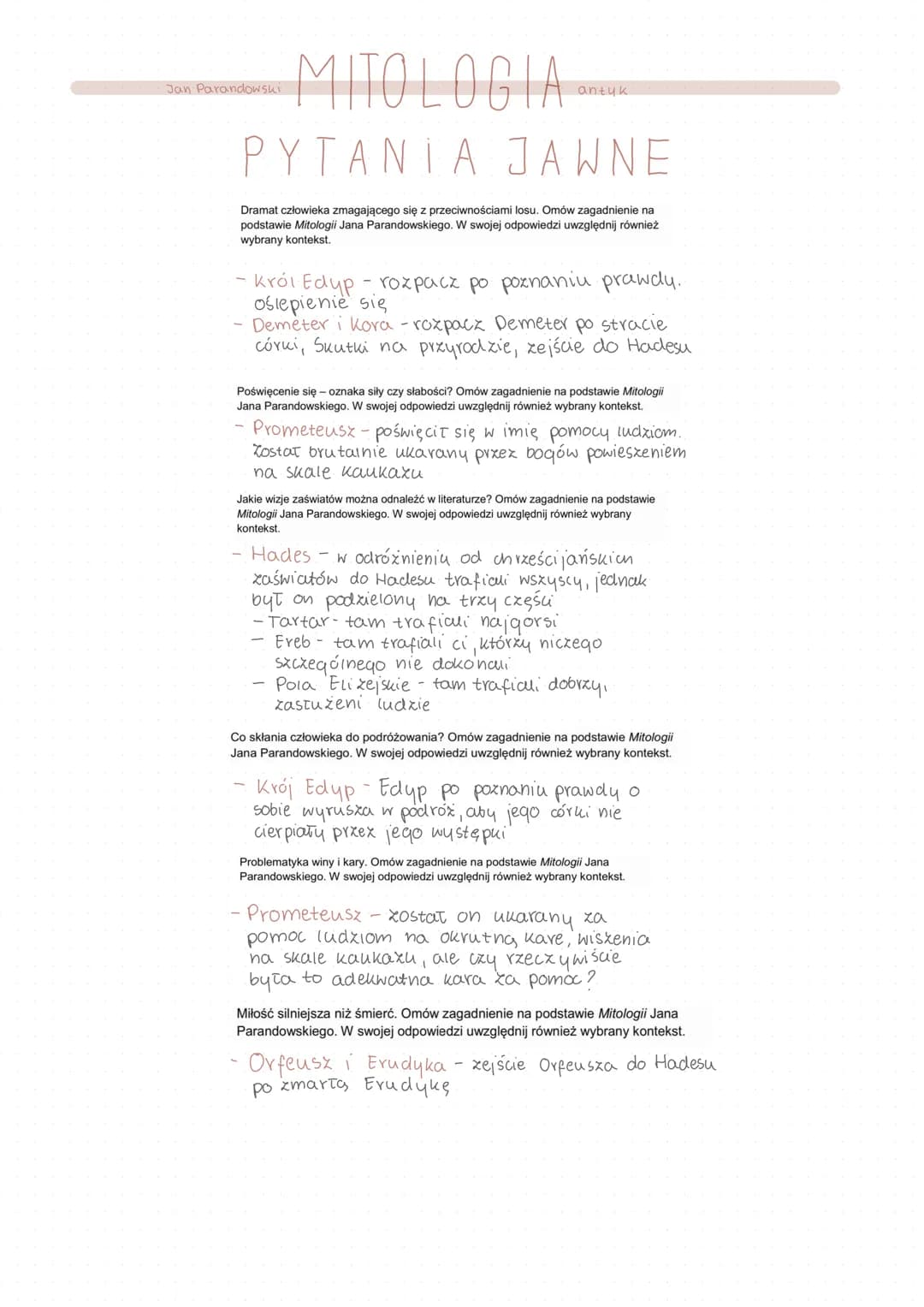 Jan Parandowski
Powstanie świata.
MITOLOGIA
CHAOS
ļ
Gaja i Uranos
(ziemia i niebo)
tytanı, cyklop, sturęcy
Hades
Uranos spycha
Swoje dzieci 