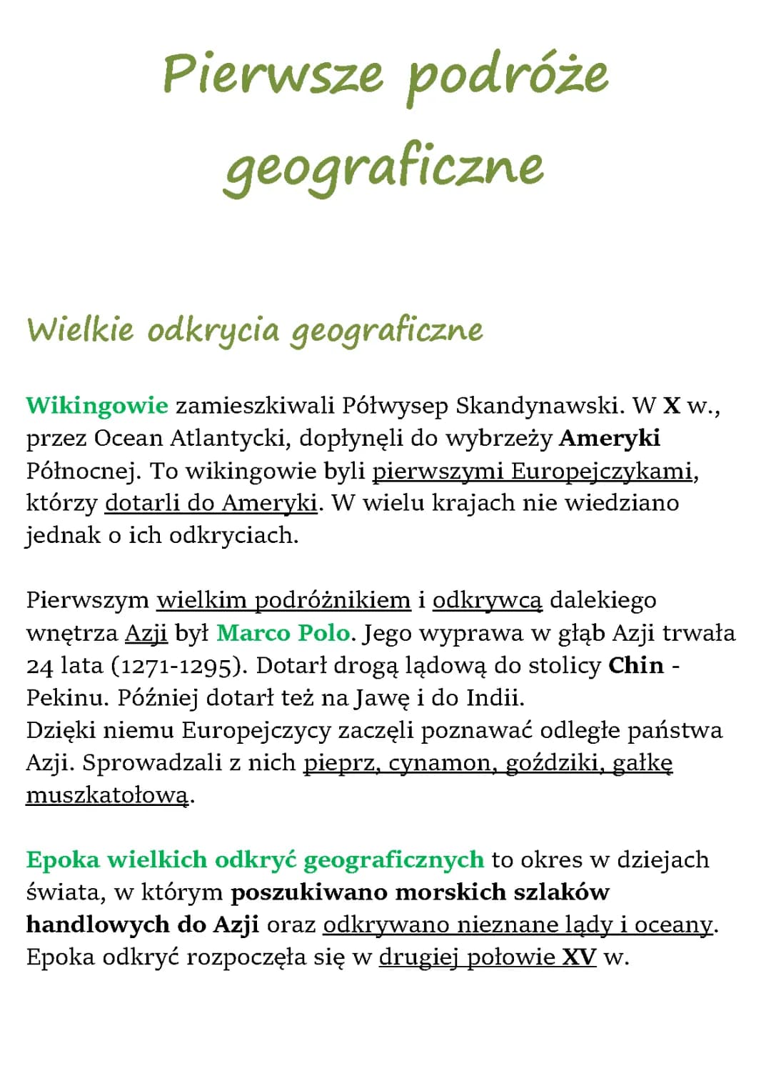 Wielkie odkrycia geograficzne klasa 5 - notatki, mapa i ciekawostki
