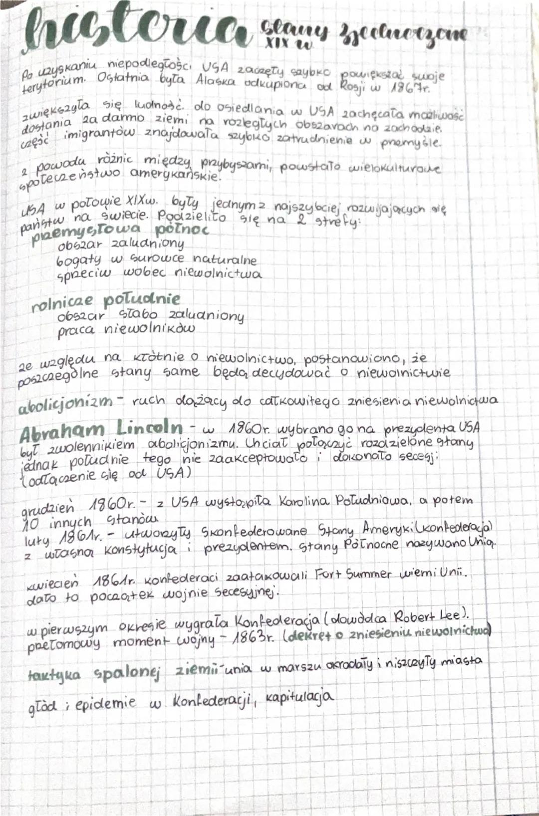 # historia

Stany Zjednoczспе
XIX w

Po uzyskaniu niepodległości USA zaczęły saybko powiększać swoje
terytorium. Ostatnia była Alaska zaczęt