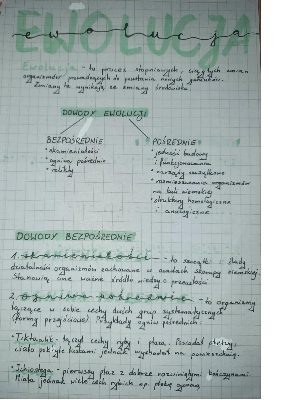 ew
gtych zmian
Ewolucja - to proces stopniowych, ciągtych
organizmów prowadzących do poustania nowych gatunków.
Zmiany te wynikają ze zmiany