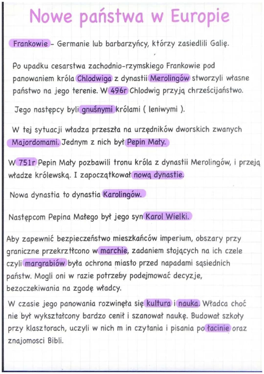 Nowe Państwa w Europie - Notatka dla Klasy 5: Karolingowie i Merowingowie
