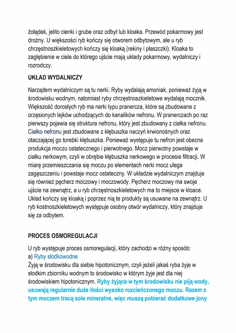 T: Ryby - żuchwowce pierwotnie wodne.
Ryby są one podstawą funkcjonowania ekosystemów wodnych, ryby są tam
drapieżnikami, regulują ilość oso