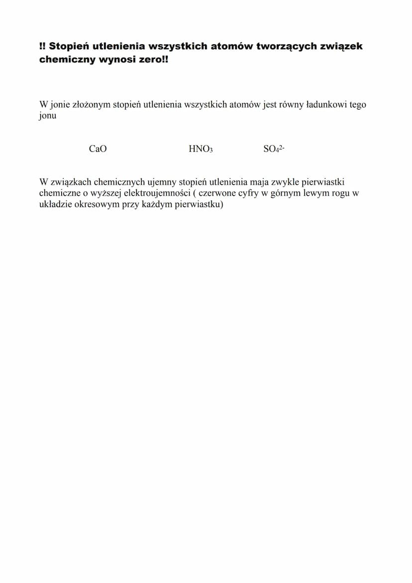 Stopnie utlenienia pierwiastków chemicznych
Stopień utlenienia - jest to liczba dodatnich lub ujemnych ładunków
elementarnych. Oznacza się j