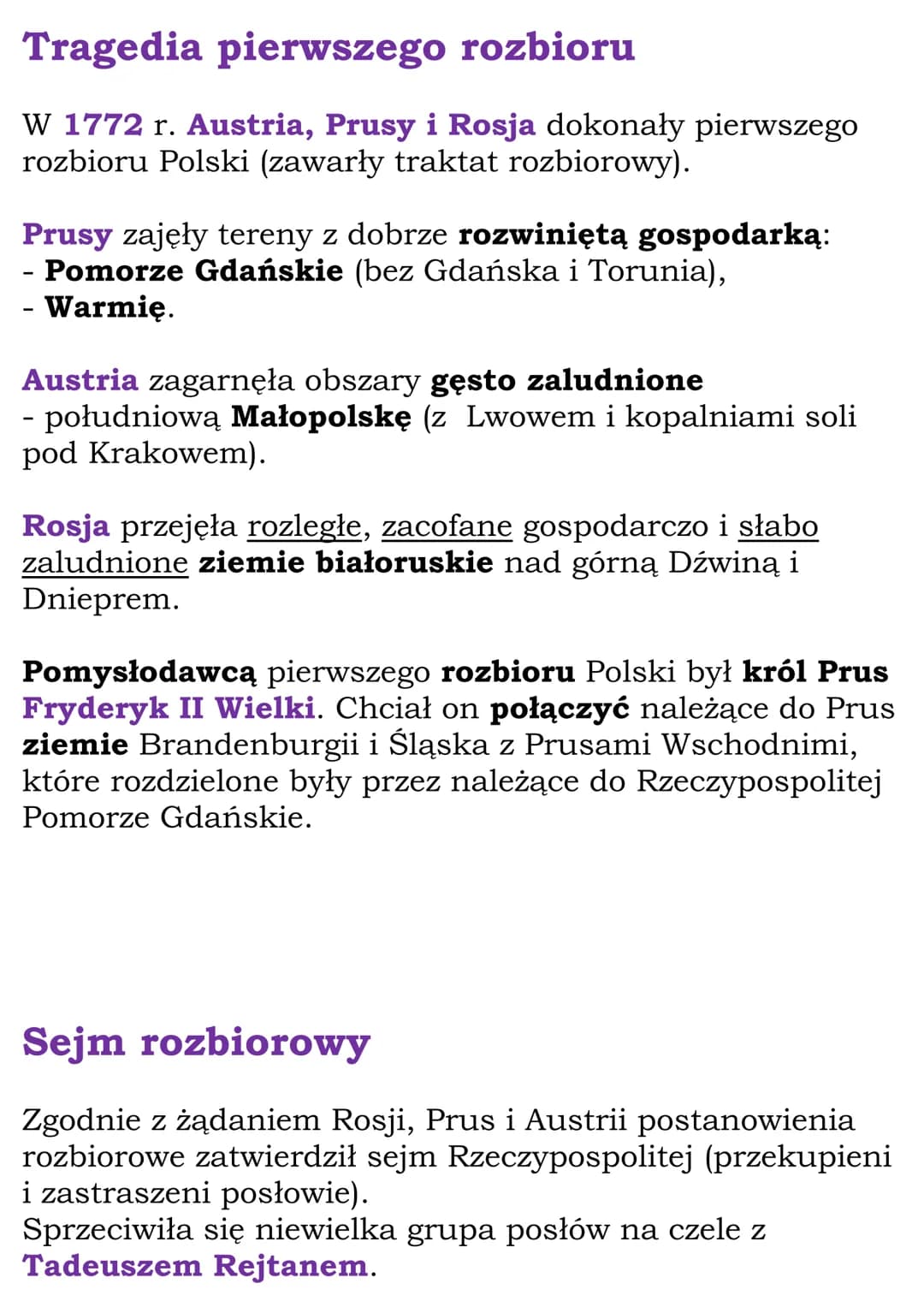 Pierwszy rozbiór Polski
1764 - koronacja Stanisława Augusta Poniatowskiego
1768-1772 - konfederacja barska
1772 - pierwszy rozbić Polski
Pie