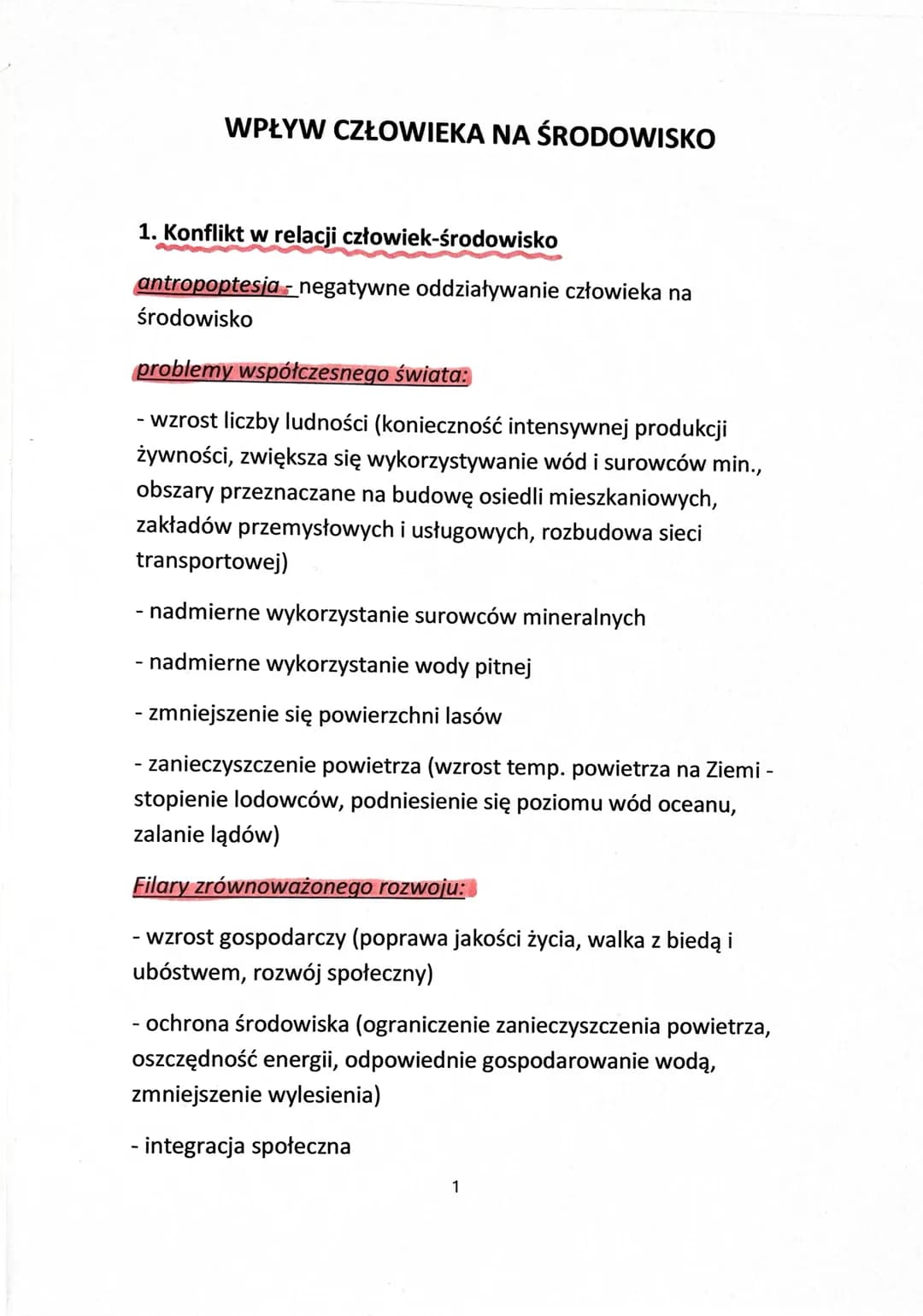 Wpływ człowieka na środowisko - temat 1-6 zakres podstawowy
