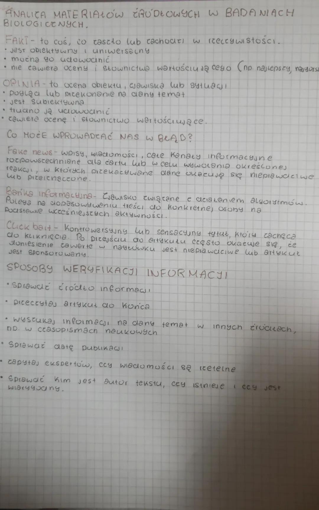 # ANALICA MATERIAŁÓW CRUDE OWYCH W BADANIACH
BIOLOGICENYCH.

FAKT to coś, co zaszło lub cachoiti w iceccywistości.
*   Jest obiektywny i uni