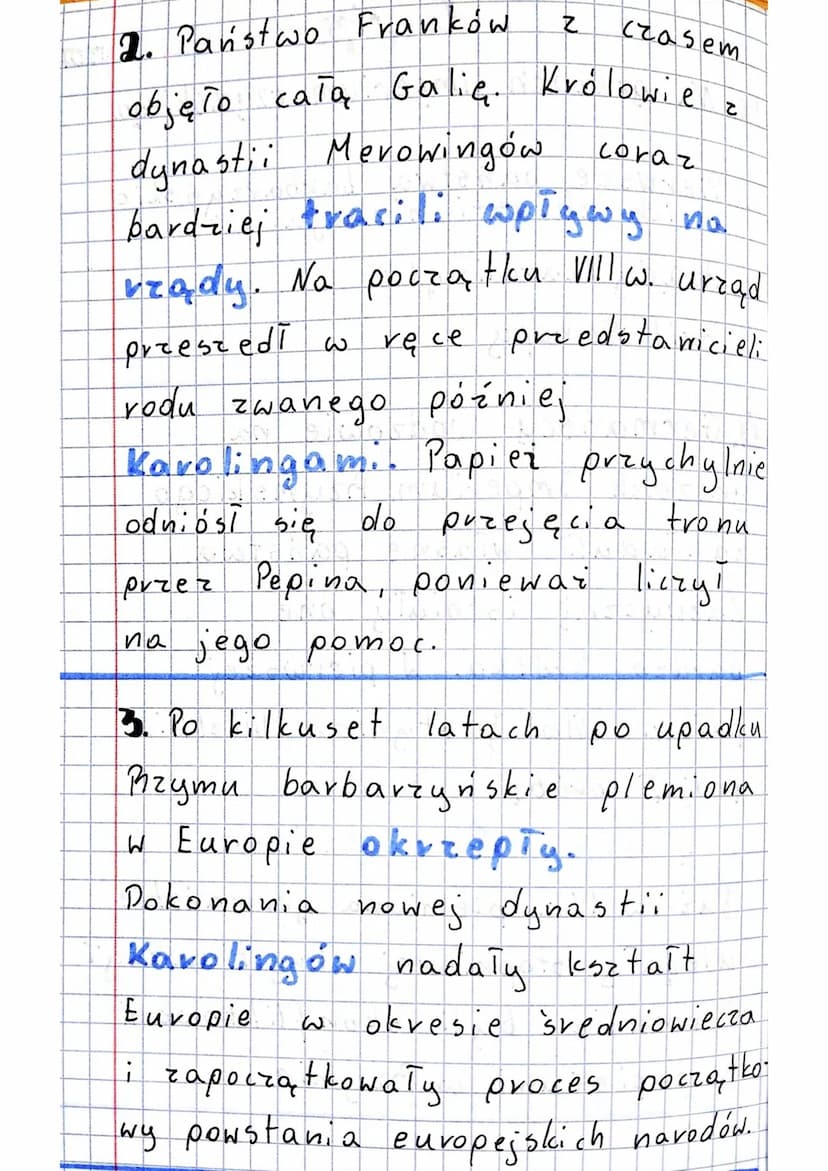 lelicja
S: Na gruzach imperium rzymskiego.
1. Pierwsze państwa barbarzyńskie
i ich chrystianizacja.
1. Rządy karolingów
3. Swit Europy
19.01