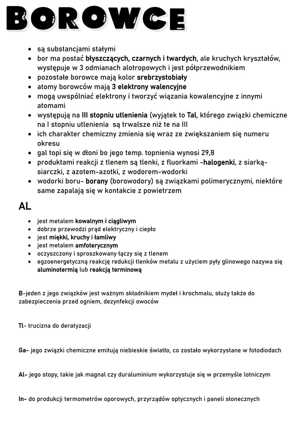 BOROWCE
•
są substancjami stałymi
•
bor ma postać błyszczących, czarnych i twardych, ale kruchych kryształów,
występuje w 3 odmianach alotro