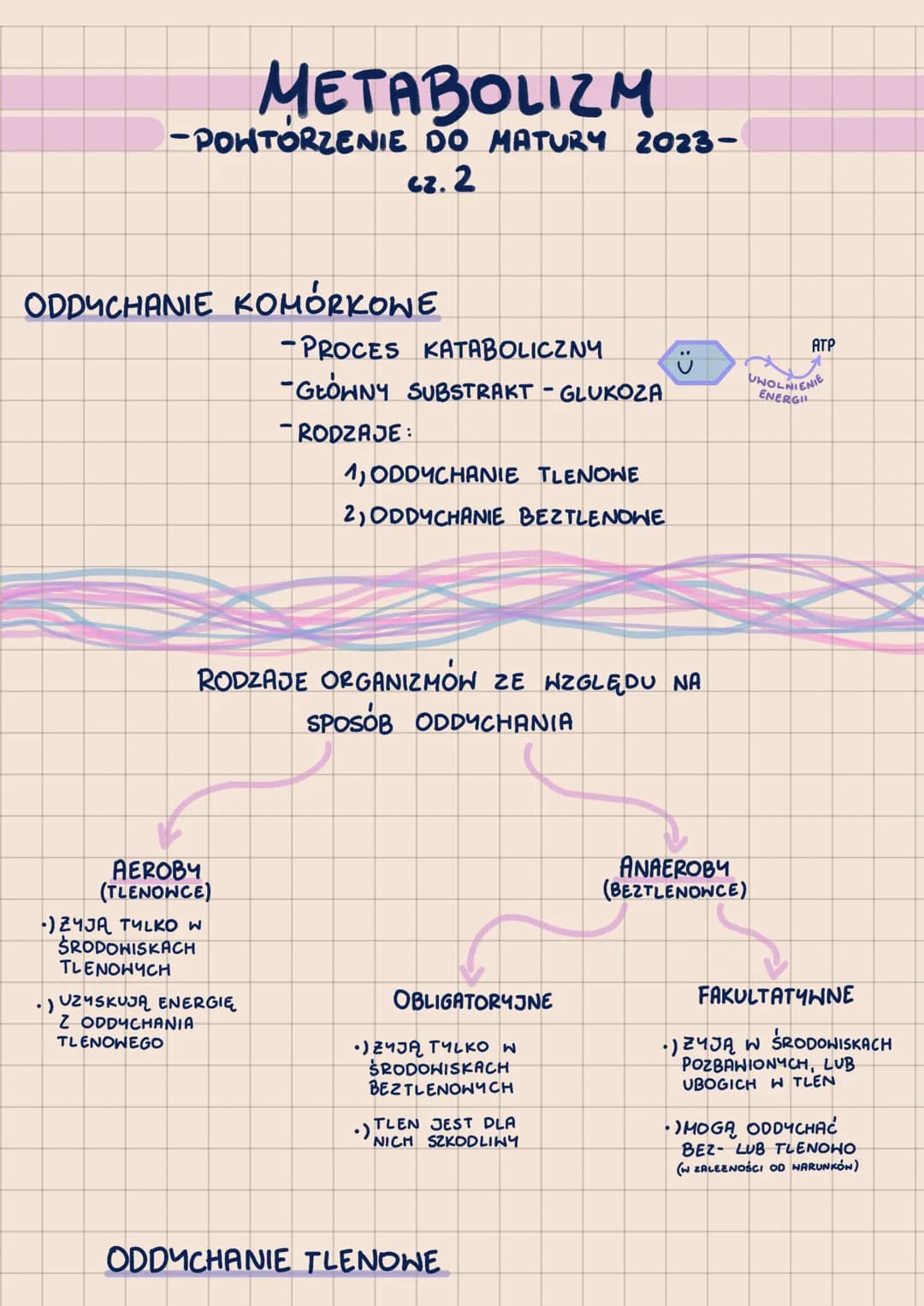 METABOLIZM
-POHTORZENIE DO MATURY 2023-
62.2
ODDYCHANIE KOMÓRKOWE
AEROBY
(TLENOWCE)
•)ZYJĄ TYLKO W
ŚRODOWISKACH
TLENOWYCH
-PROCES KATABOLICZ