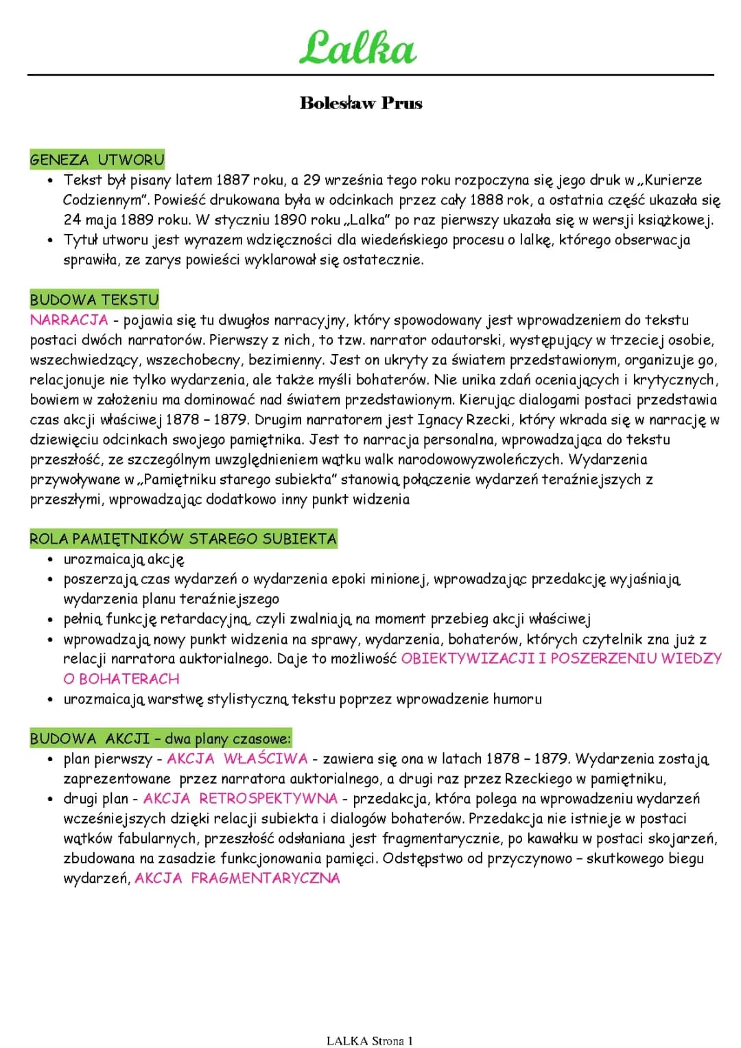 Lalka - język polski