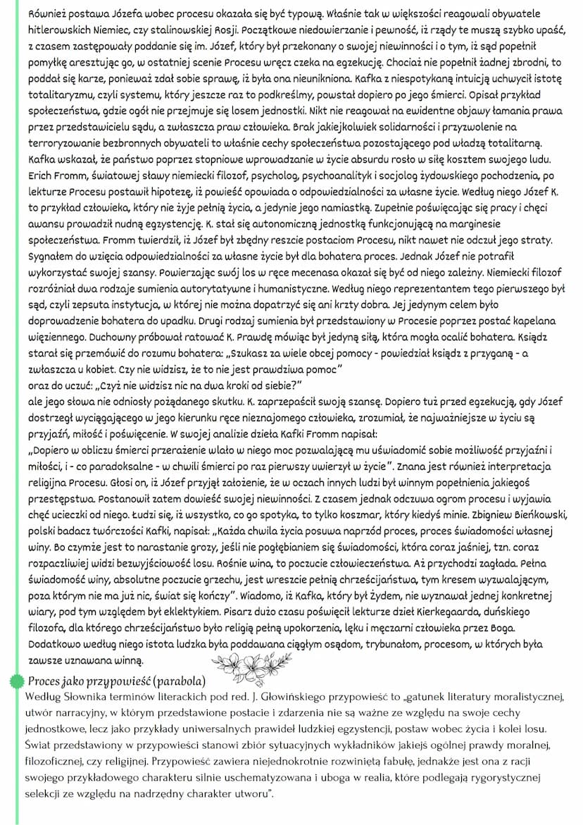 "Proces" Franz Kafka
Geneza
powieść (paraboliczna)
Pracę nad powieścią Kafka rozpoczął w sierpniu 1914 roku. Za życia pisarza ukazał się jed