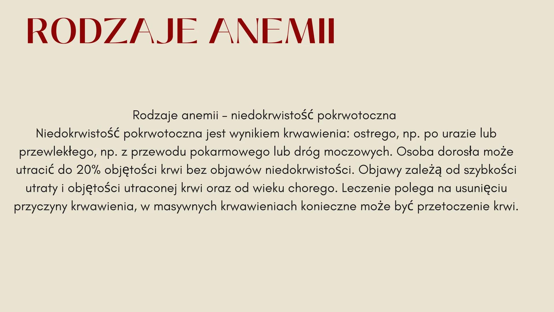 Anemia
R ANEMIA - CO TO?
Anemia to choroba przebiegająca z obniżeniem ilości
erytrocytów, czyli krwinek czerwonych. Erytrocyty to komórki
kr
