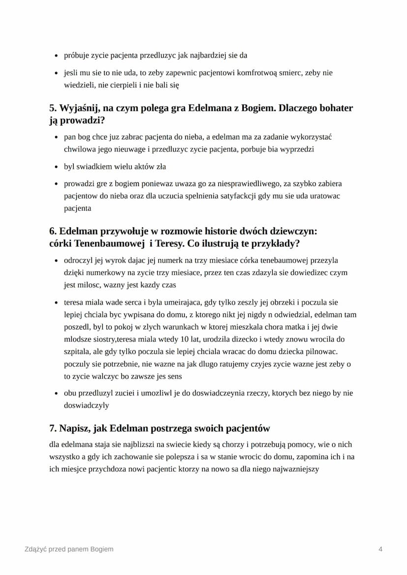 Zdążyć przed panem Bogiem
1. Wytłumacz, jakie znaczenie miał chleb dla ludzi zamkniętych w
getcie.
Ludzie zamknięci w getcie byli głodzeni i