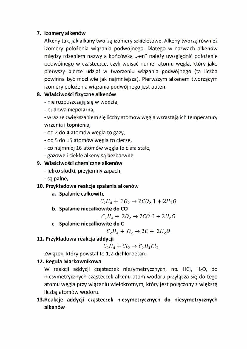 Alkeny
1. Co to są węglowodory?
Węglowodory nienasycone związki węgla i wodoru, w których
cząsteczkach występuje co najmniej jedno wiązanie 