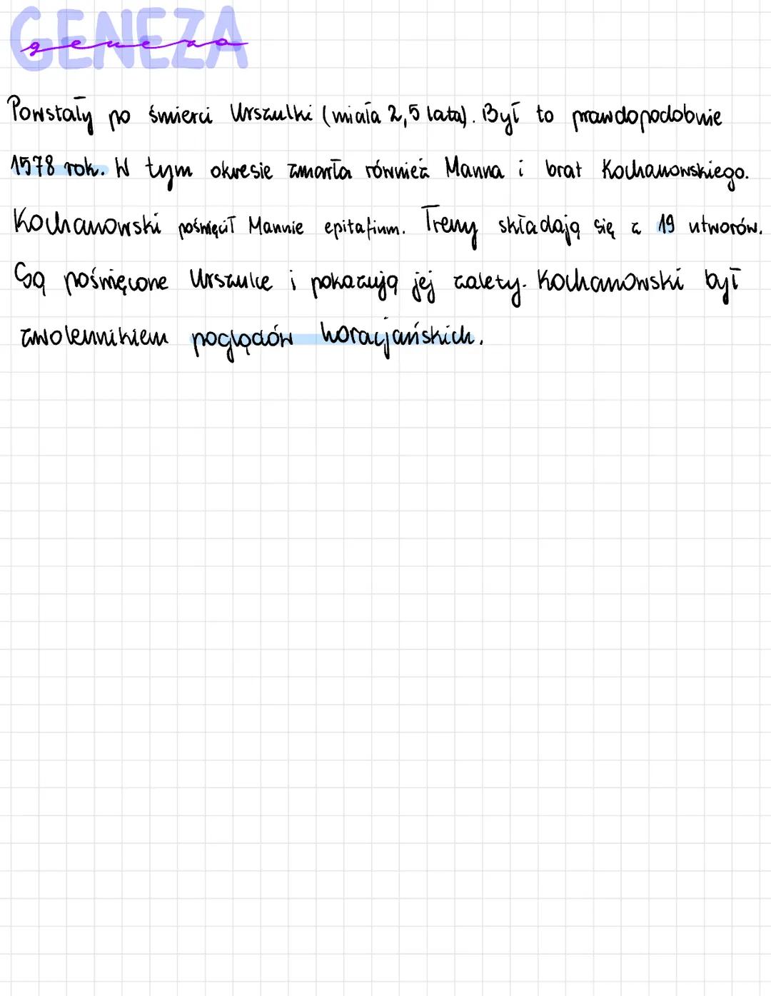 Tren 1 i Tren 5 interpretacja - Treny Jana Kochanowskiego opracowanie