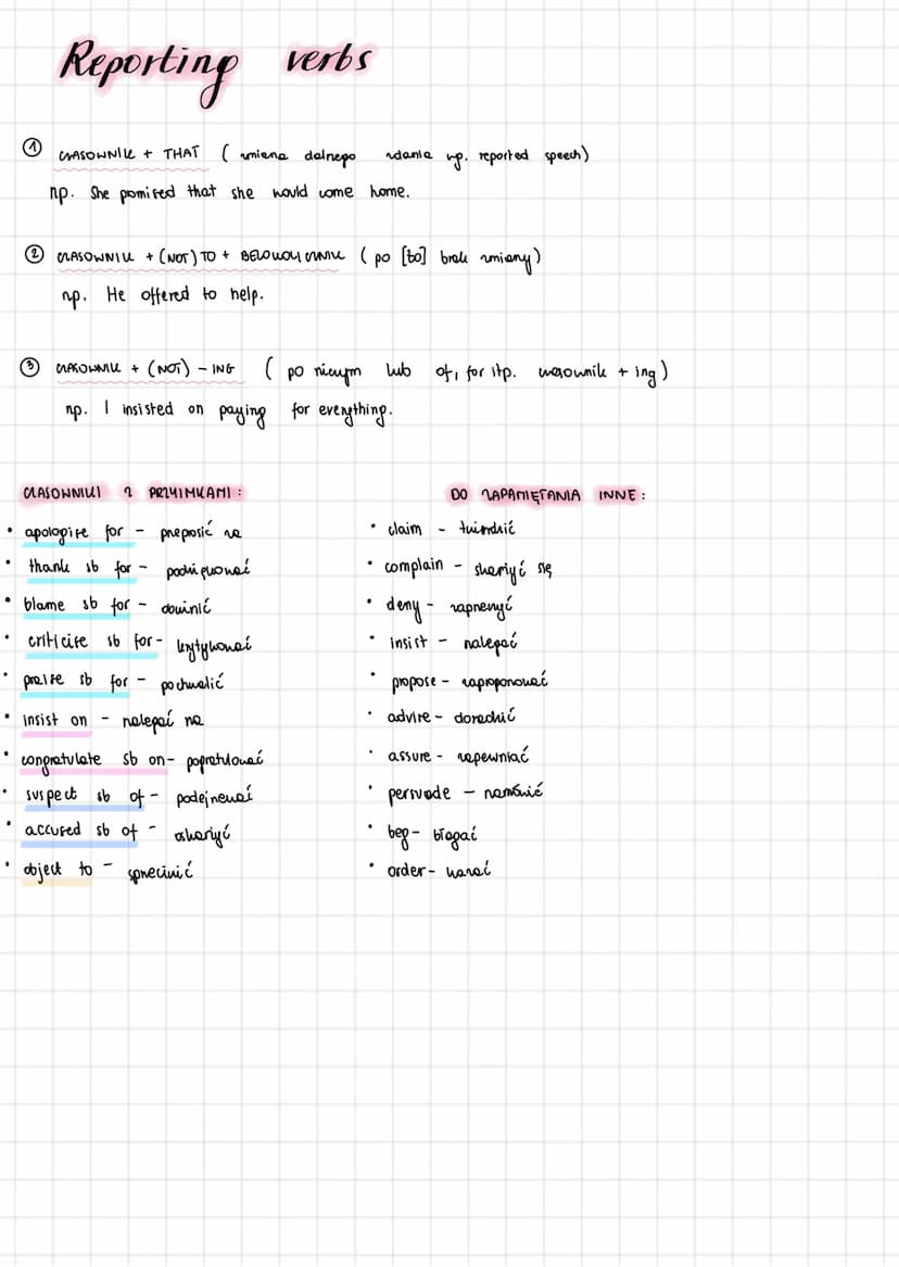 Reported Speech
①GOY MASOWNIK WPROWADZAJĄC W MASIE. PRESENT SIMPLE LUB PRESENT PERFECT TO BRAU ZMIANY
np. She says....
He has said...
2 NAWE