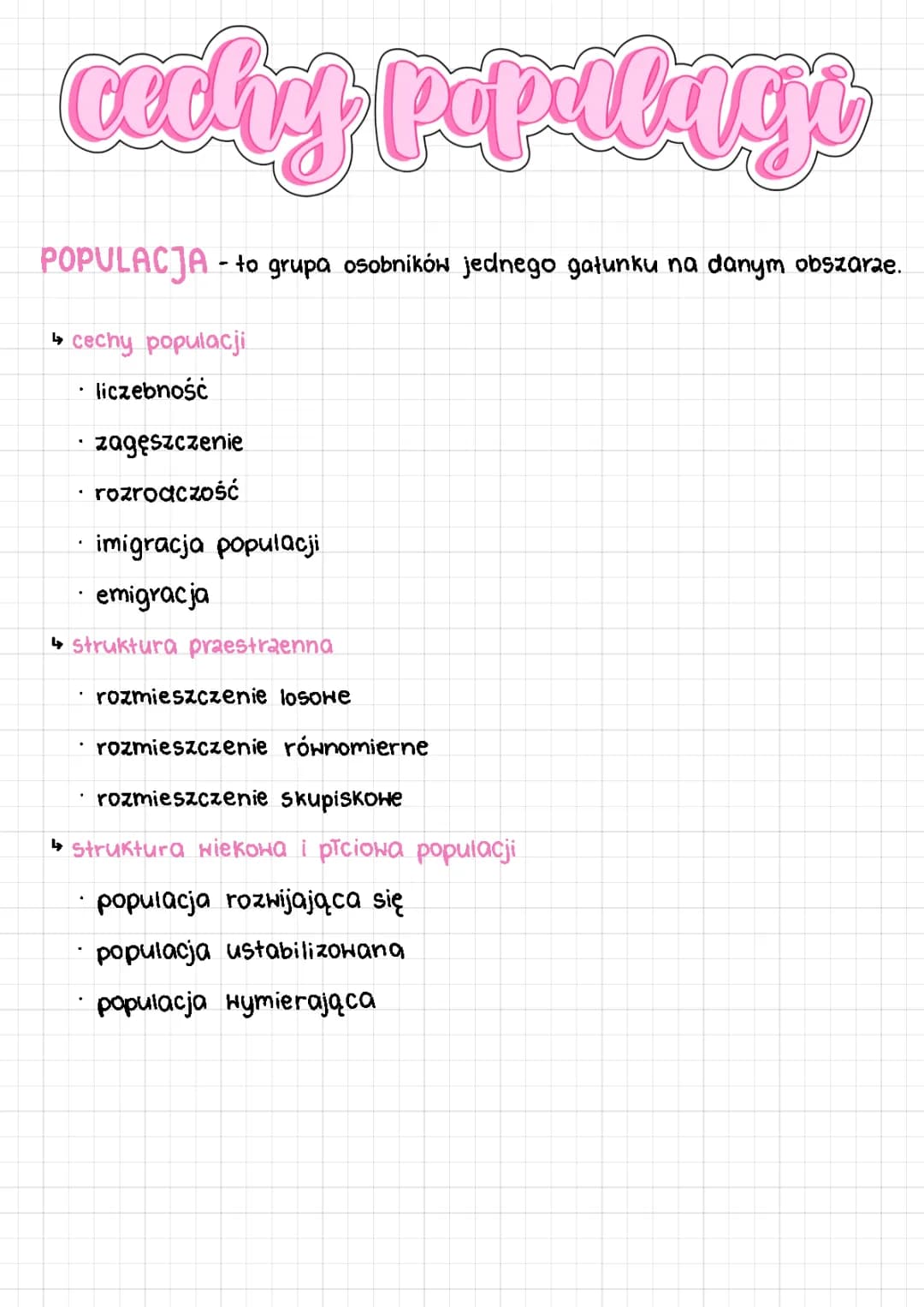 Cechy Populacji Klasa 8 - Biologia: Notatka i Test