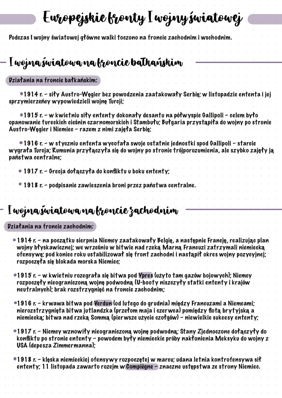 Fronty I wojny
światowej
Główne fronty I wojny światowej znajdowały się w Europie.
> Bezpośrednią przyczyną wybuchu I wojny światowej był za