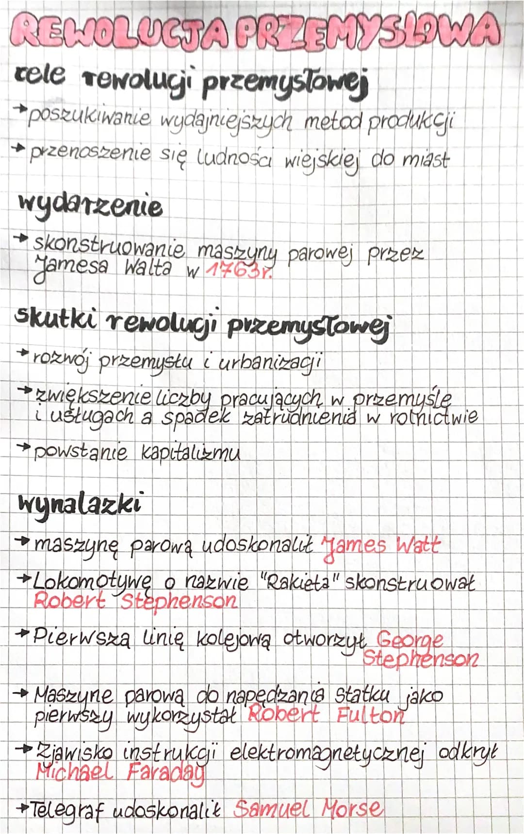 REHOLUCJA PRZEMYSLOWA
cele rewolucji przemysłowej
→ poszukiwanie wydajniejszych metod produkcji
→ przenoszenie się ludności wiejskiej do mia
