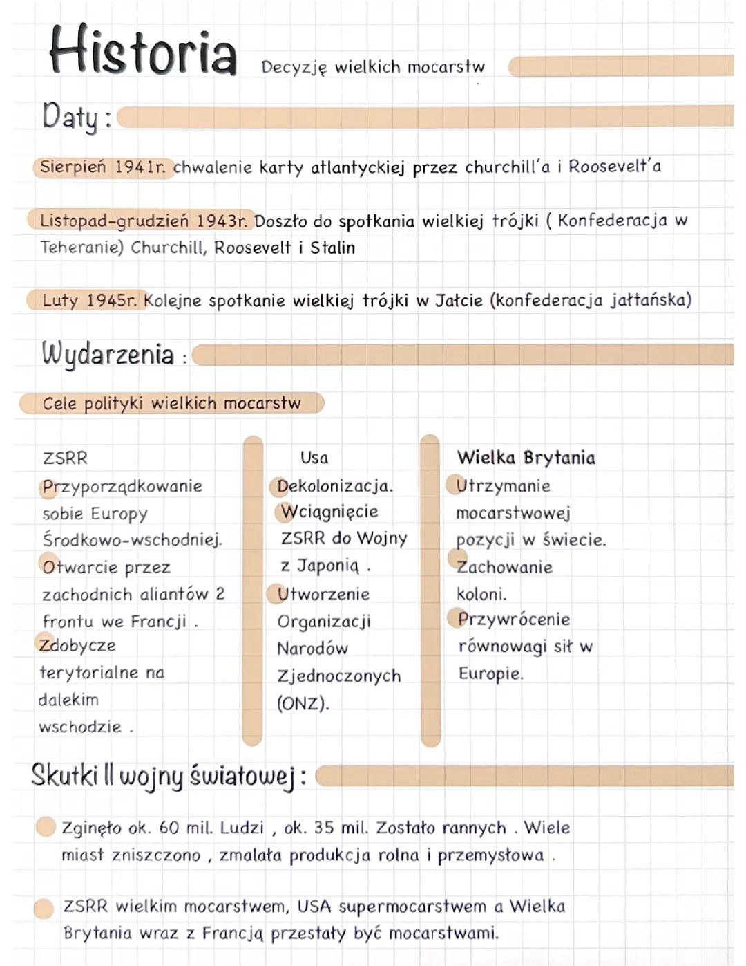 Decyzje Wielkich Mocarstw - Historia Klasy 8