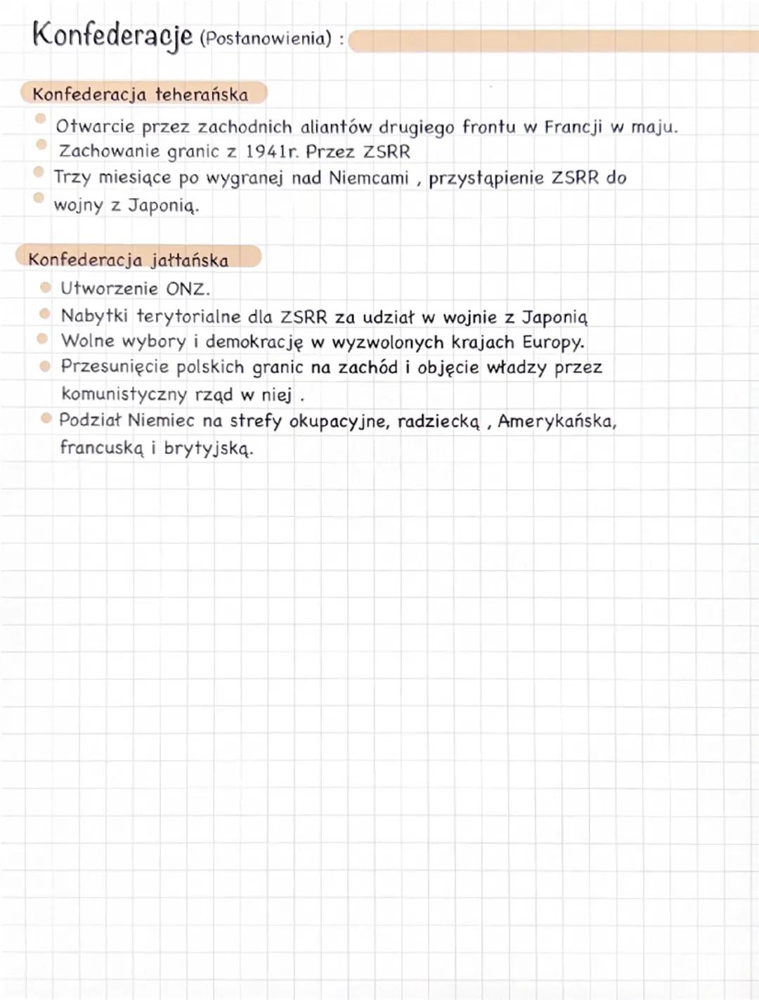 Historia
Daty:
Decyzję wielkich mocarstw
Sierpień 1941r. chwalenie karty atlantyckiej przez churchill'a i Roosevelt'a
Listopad-grudzień 1943