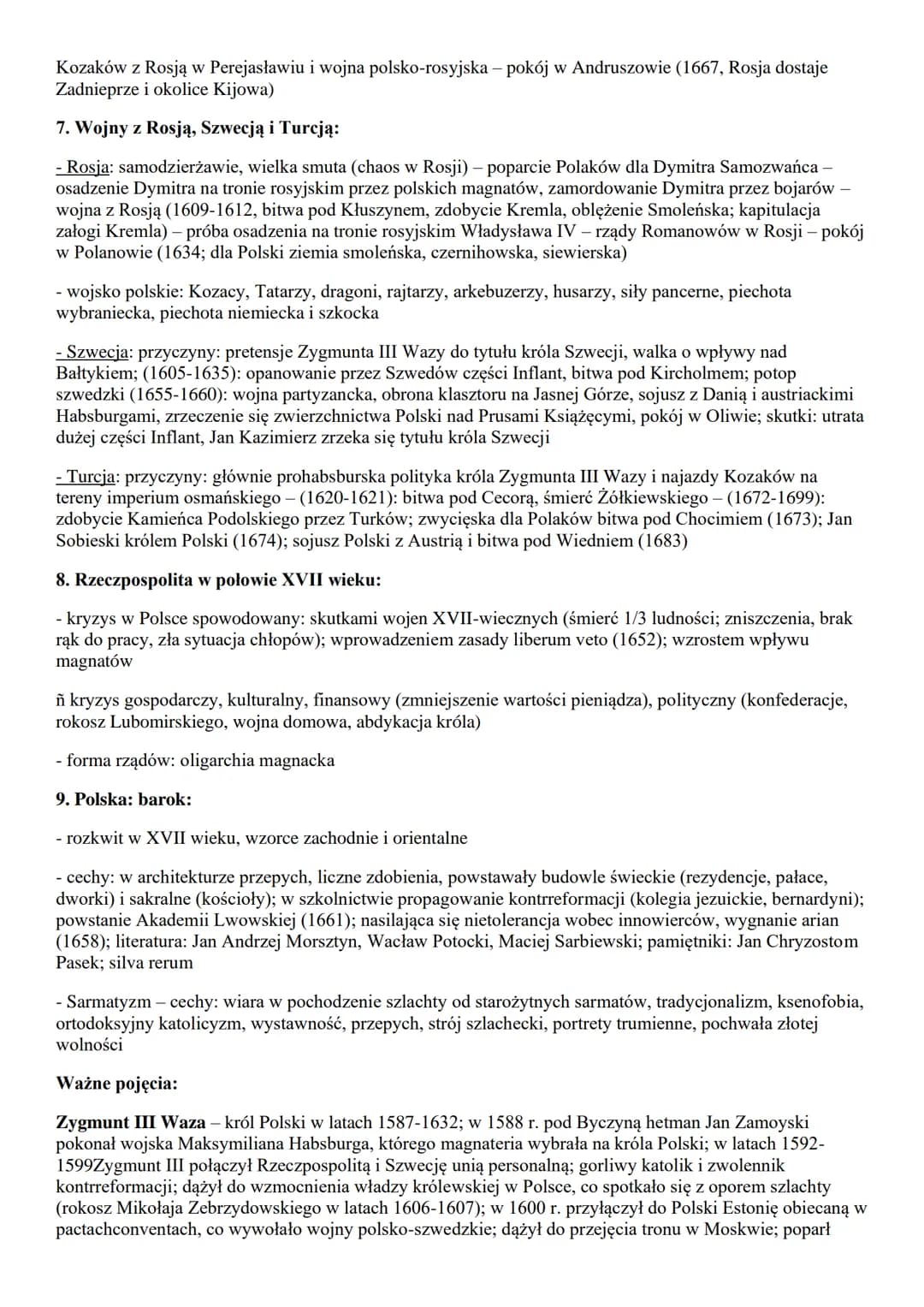 cala Europa:
1. kultura XVII-wiecznej Europy
2. wojna trzydziestoletnia
3. absolutyzm we Francji
4. monarchia parlamentarna w Anglii
Polska: