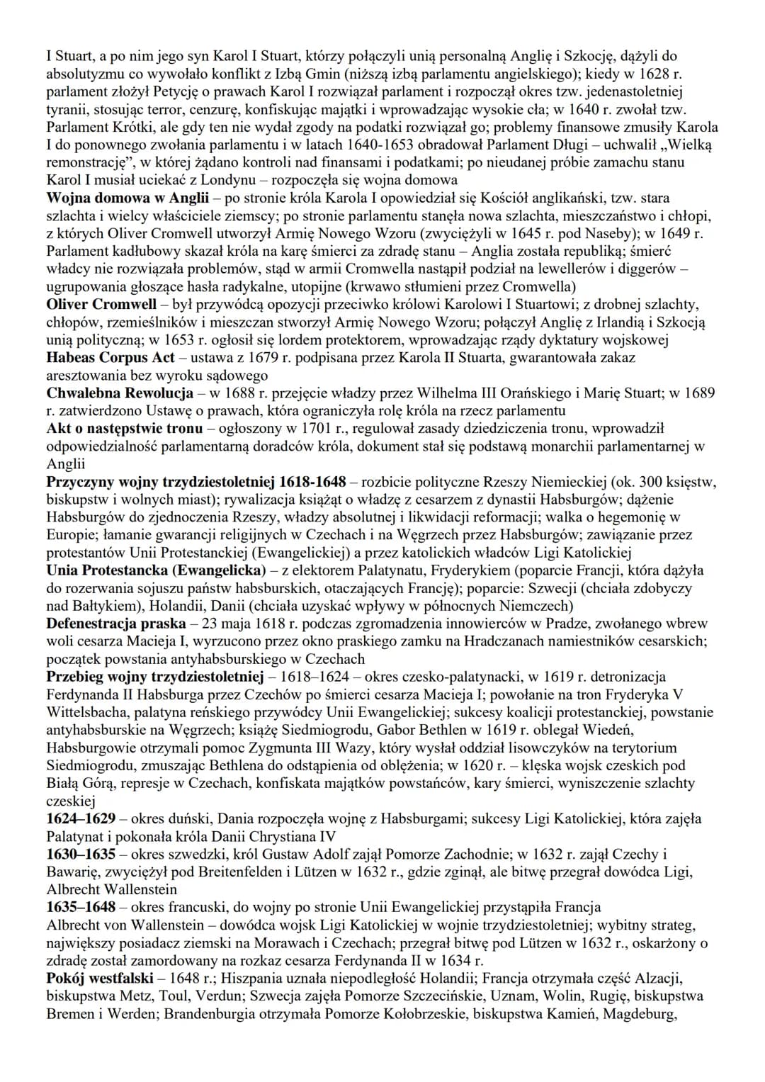 cala Europa:
1. kultura XVII-wiecznej Europy
2. wojna trzydziestoletnia
3. absolutyzm we Francji
4. monarchia parlamentarna w Anglii
Polska: