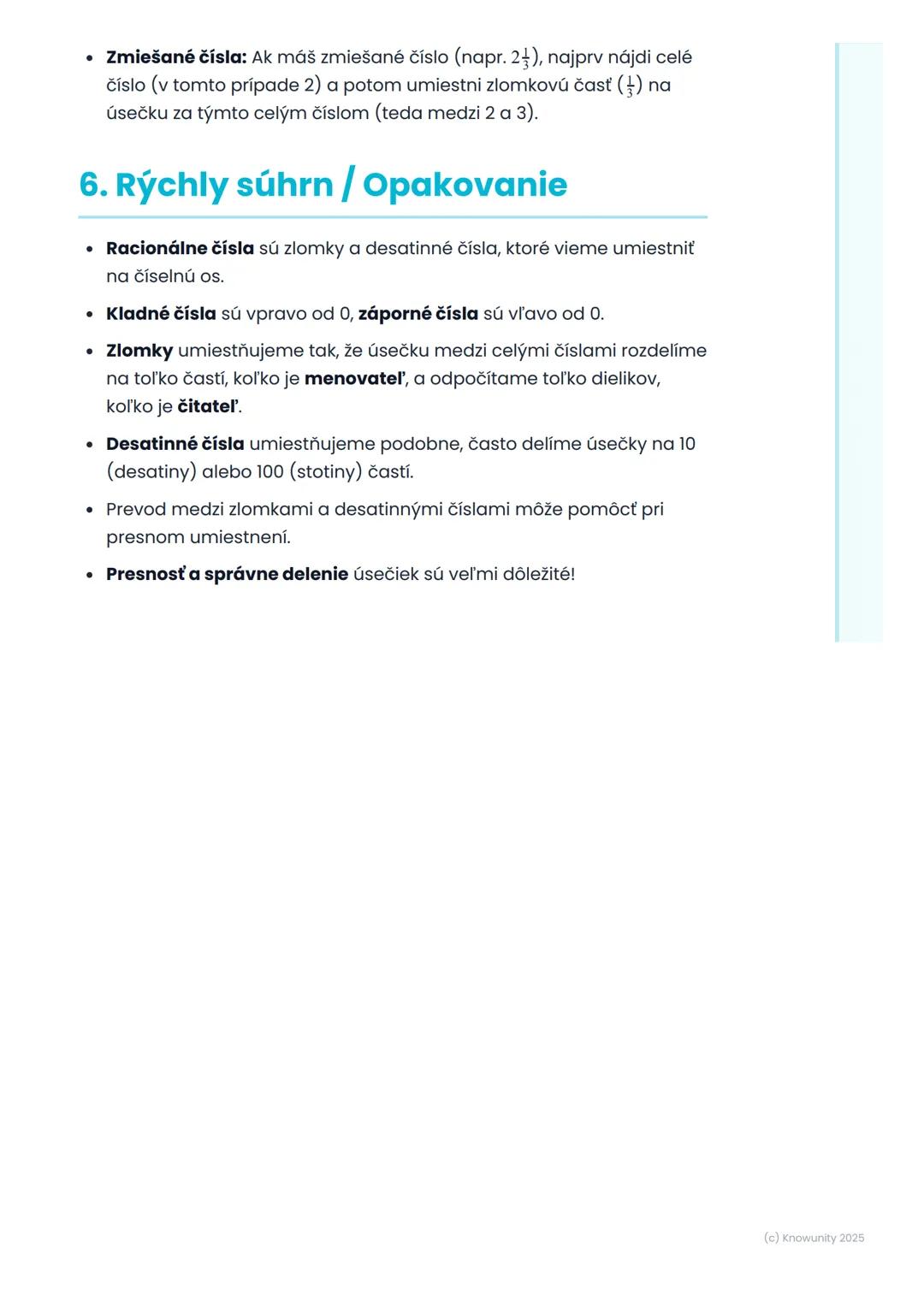 # Racionálne čísla na číselnej
osi

1. Prehľad / Úvod

Dnes si zopakujeme, ako umiestňovať racionálne čísla na číselnú os.
Racionálne čísla 