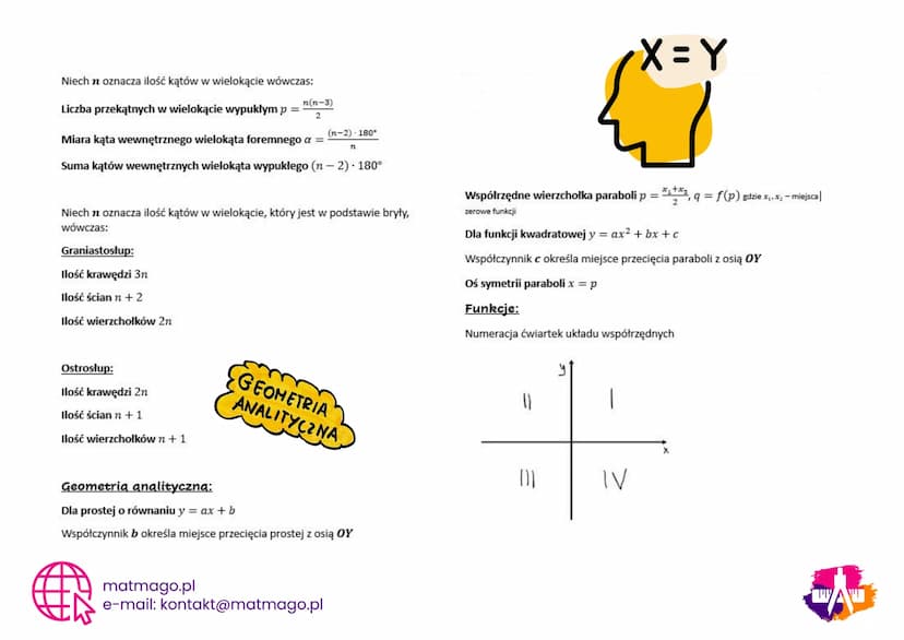 Przydatne wzory na maturę z matematyki, których nie znajdziesz w
tablicach maturalnych CKE
Ze wzorów tych możesz korzystać w czasie nauki, n