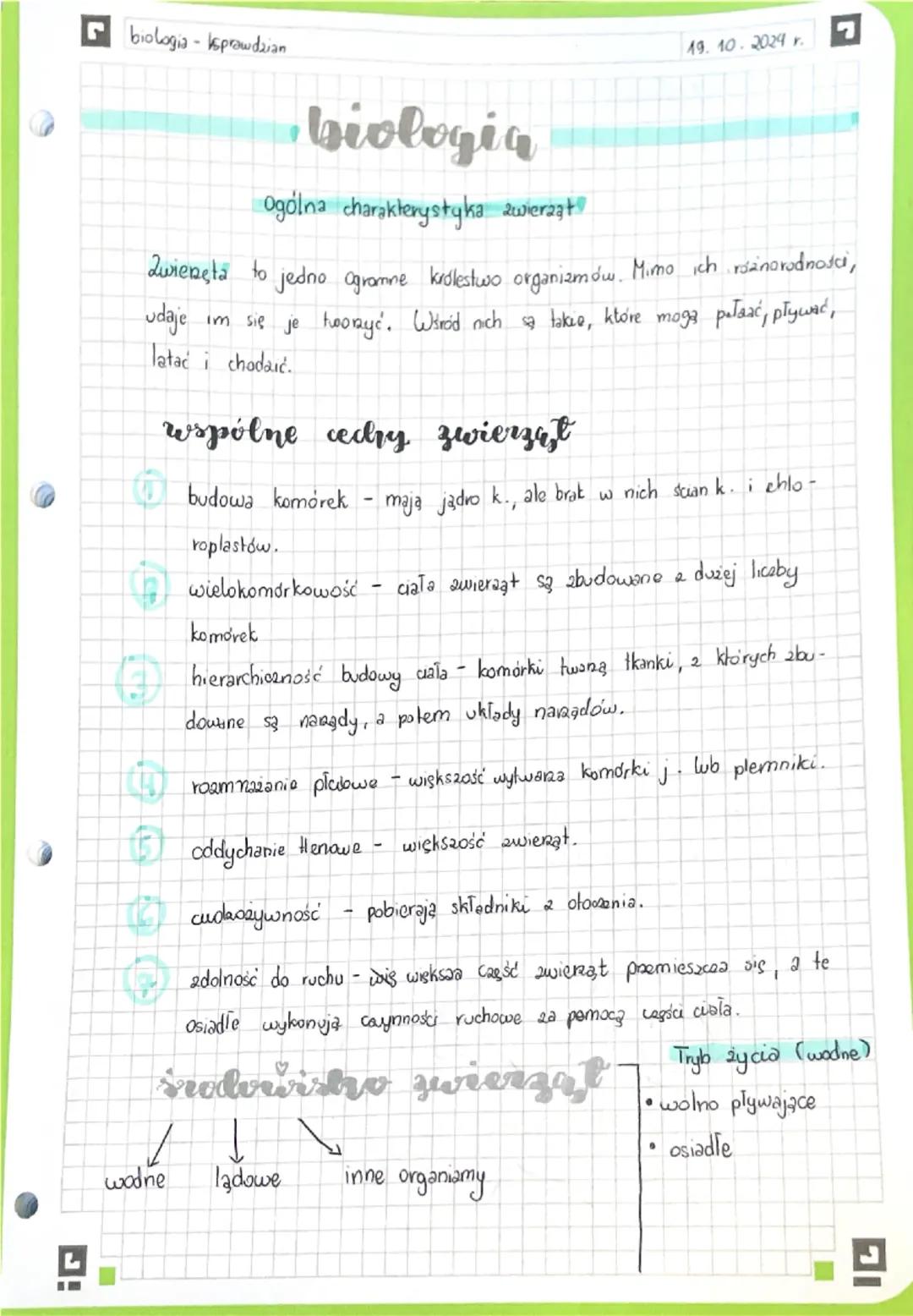 biologia-sprawdzian
19. 10. 2024 r.
biologia
Ogólna charakterystyka zwierząt
Zwierzęta to jedno ogromne królestwo organizmów. Mimo ich różno