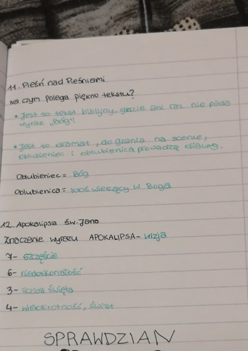 la.
i inte
ikonicznego -L. Bonnat Hiob"!
temat: Analiza i
lekeja
temat: Podsumowanie wiadomości O Biblii.
spraundzian
1. Podział Bibli na St