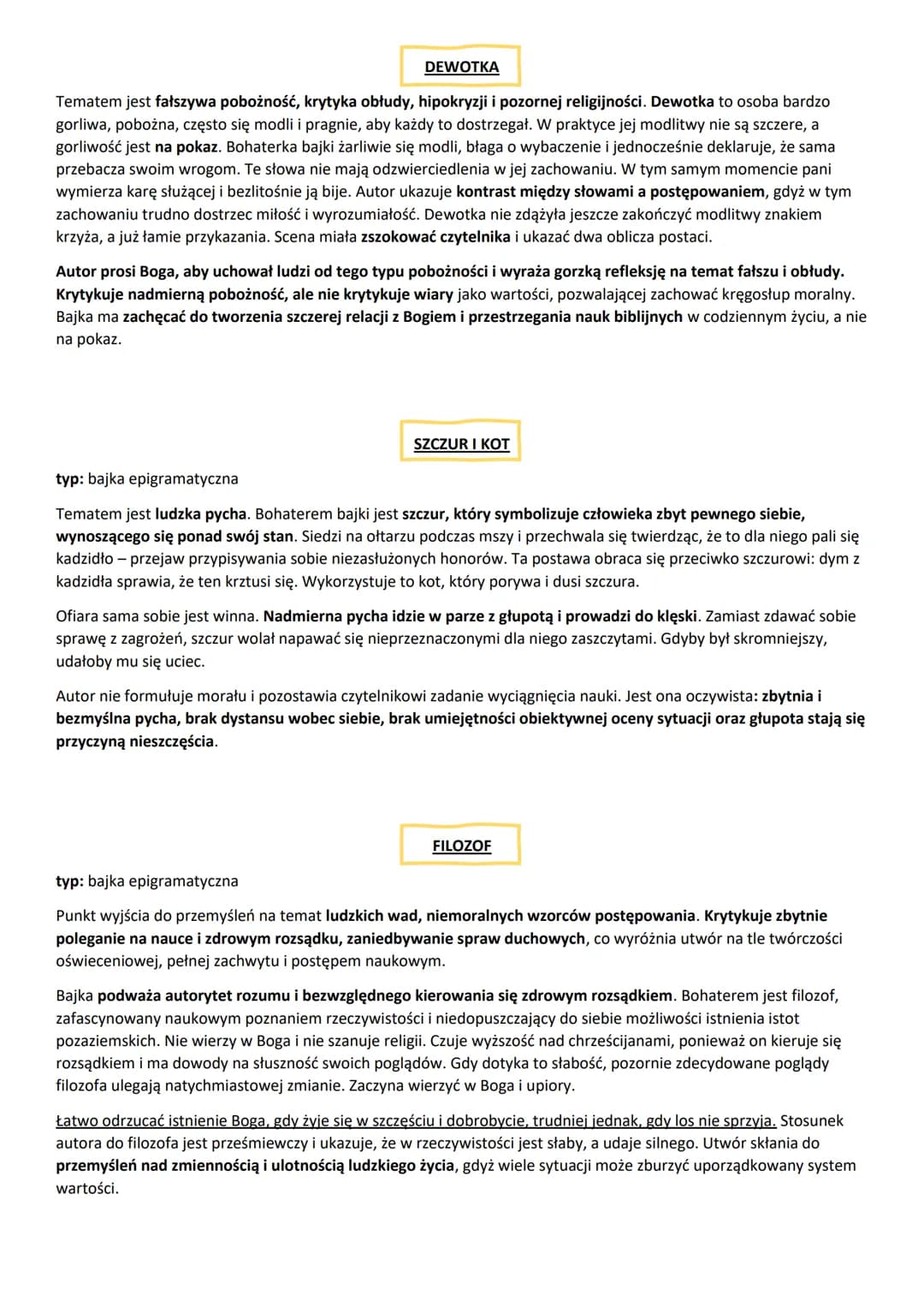 Ignacy Krasicki
CECHY CHARAKTERYSTYCZNE SATYR:
karykaturalność postaci, deformacja rzeczywistości w celu ukazania zjawisk negatywnych
ośmies