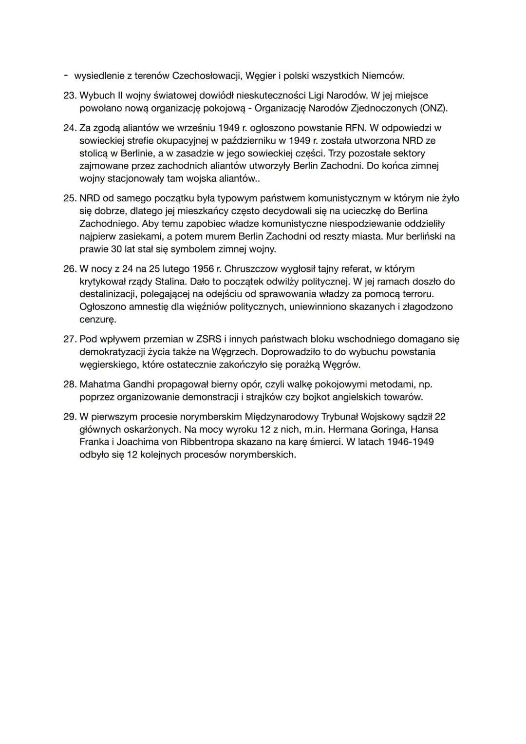 Podsumowanie
1. Plan Marshalla - plan pomocy gospodarczej dla zniszczonej przez wojnę Europy
ogłoszony w 1947 r.
2. Doktryna Trumana - strat