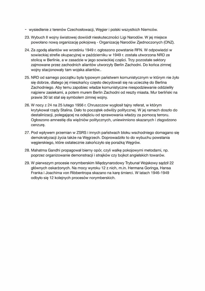 Podsumowanie
1. Plan Marshalla - plan pomocy gospodarczej dla zniszczonej przez wojnę Europy
ogłoszony w 1947 r.
2. Doktryna Trumana - strat