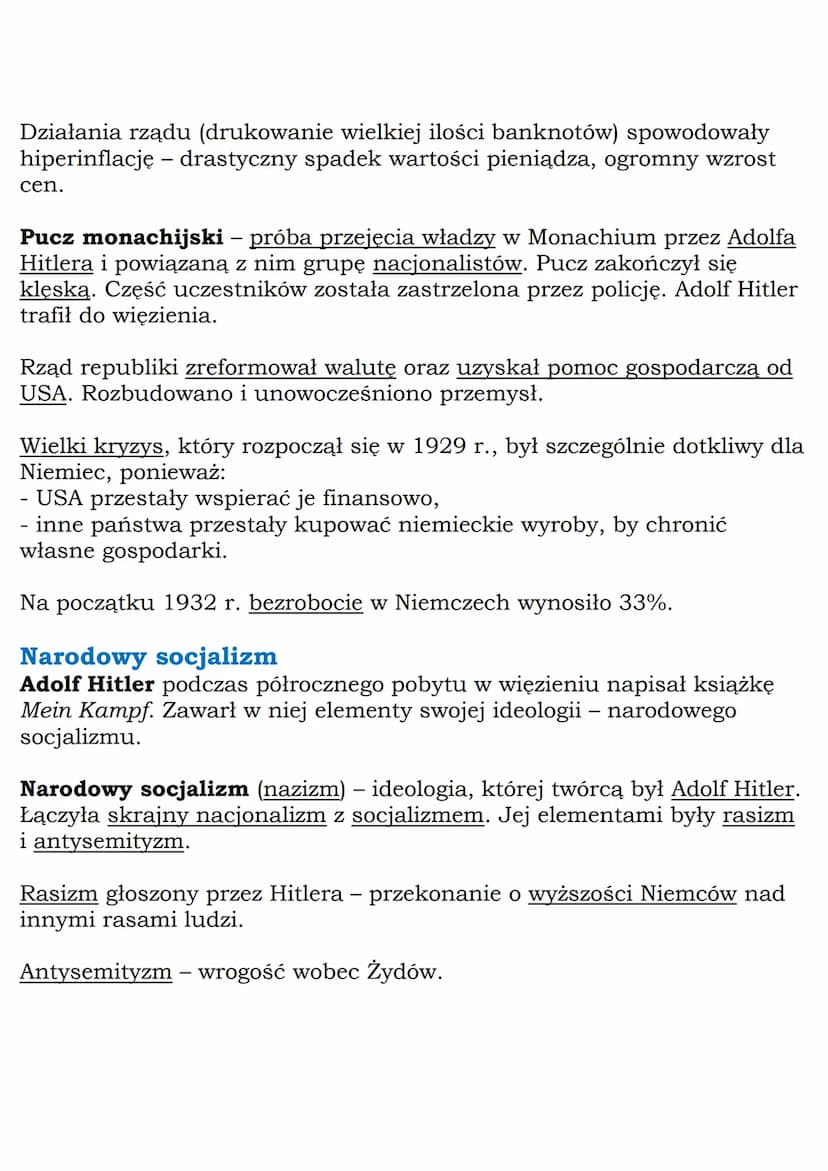 --- OCR Start ---
MZ_LEARNING_KNOW
Nazizm w Niemczech
Klasa 7, Historia, GWO
Republika Weimarska
9 listopada 1918 г.:
- abdykacja cesarza ni