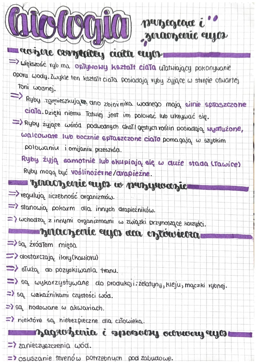 Citologia
ewhere croyecey ciata ewyor.
=> większość ryb ma opływowy kształt ciaTa ułatwiający pokonywanie
oporu wody. Zwykle ten kształt cia