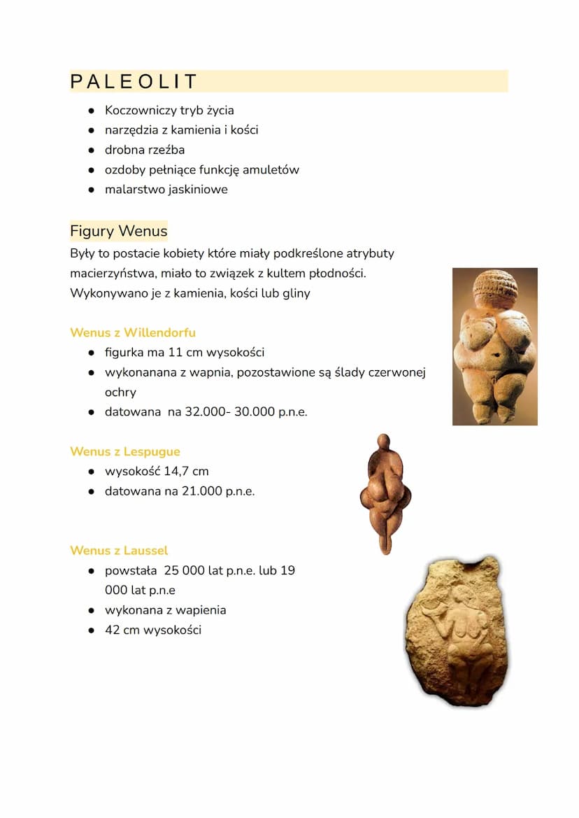 PREHISTORIA
➤ Są to najdawniejsze czasy, pradziejowa sztuka
> Okres ten dzielimy na:
o Paleolit- ok. 550 tys. lat p.n.e
O Mezolit- ok. 8 tys
