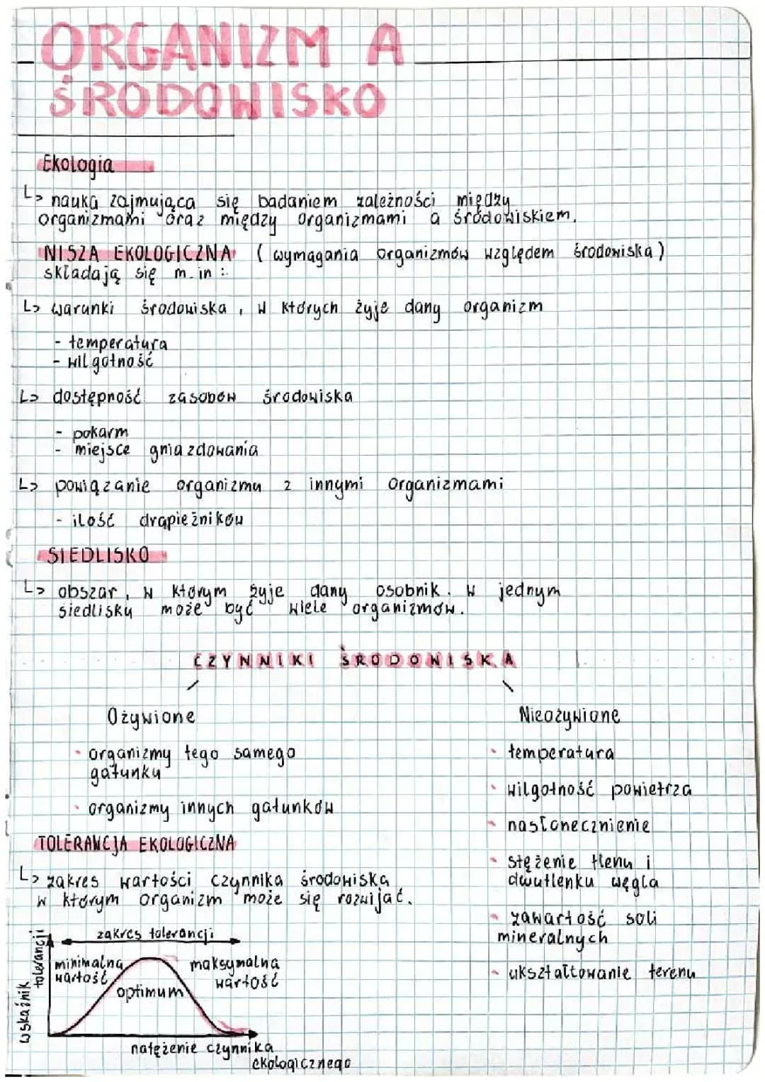 organizm a środowisko 