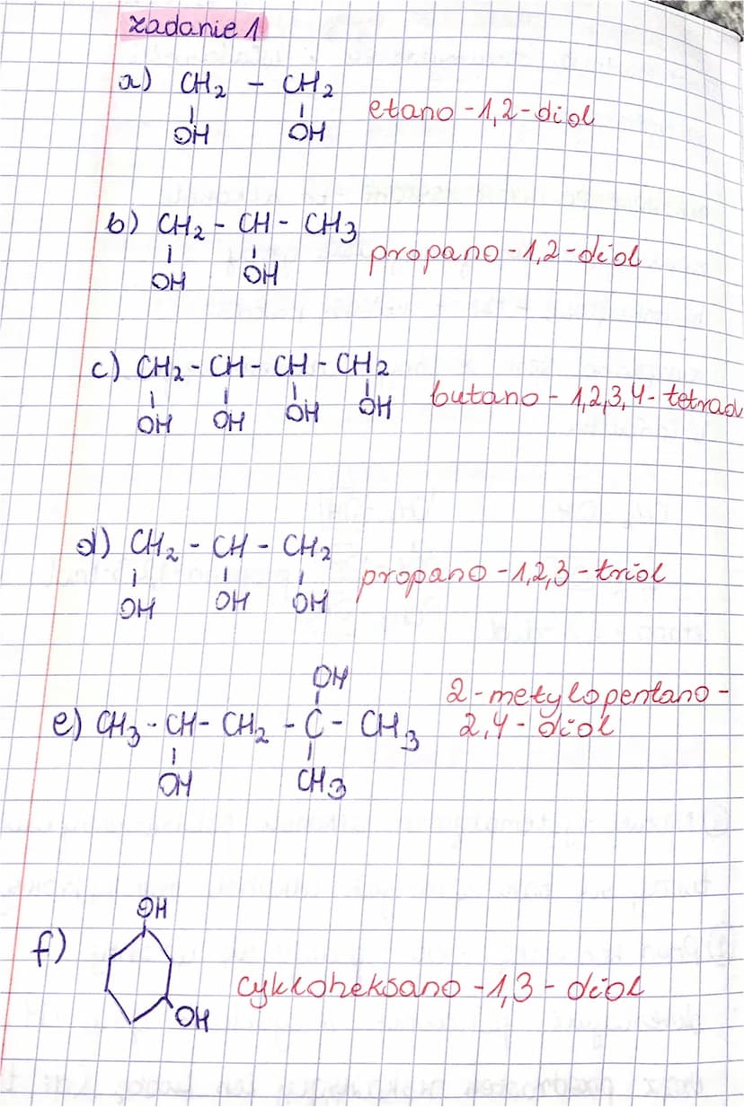 ALKOHOLE POLIHYDROKSYKOWE - to alkohole
zawierające conajmniej dwie grupy
hydroksylowe - OH z których każda
zuiqzana jest * innym atomem węg
