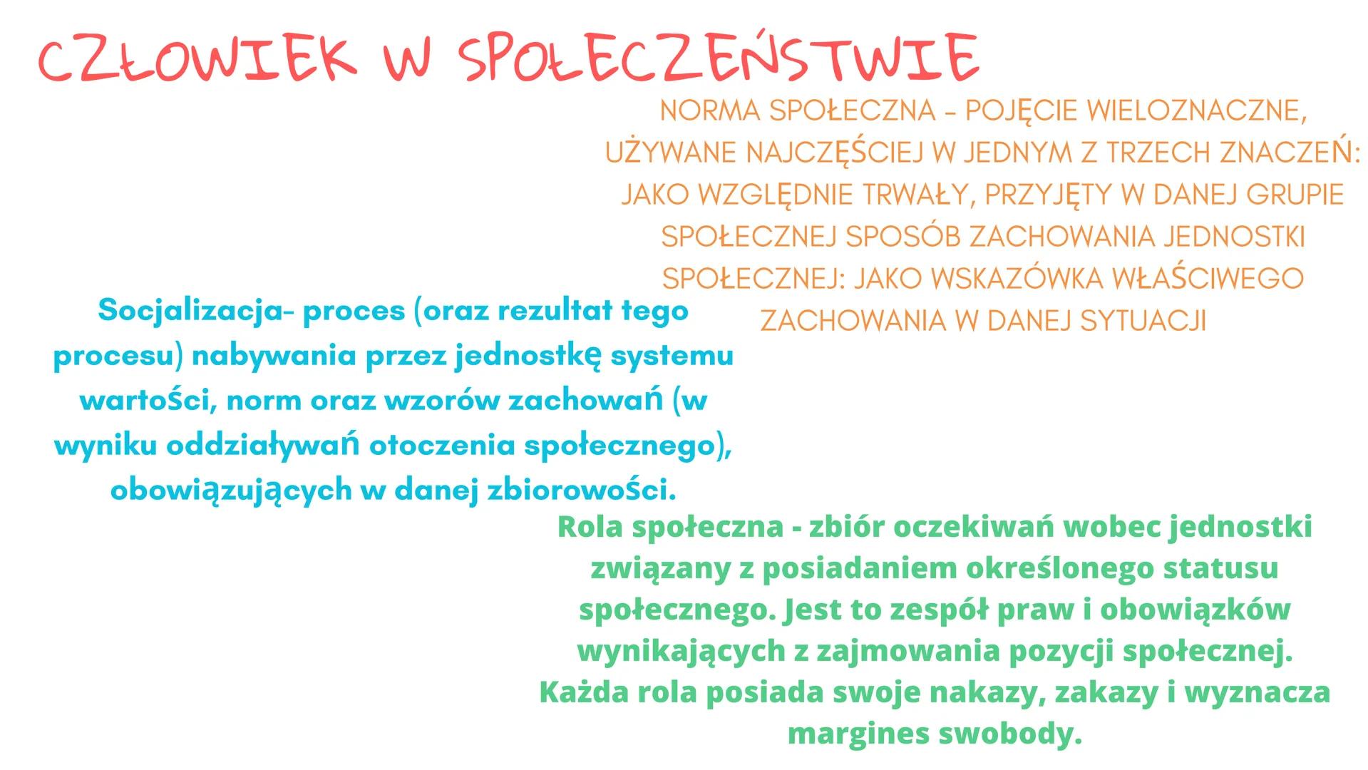 CZLOWIEK I GRUPY
SPOŁECZNE CZŁOWIEK W SPOŁECZEŃSTWIE
NORMA SPOŁECZNA - POJĘCIE WIELOZNACZNE,
UŻYWANE NAJCZĘŚCIEJ W JEDNYM Z TRZECH ZNACZEŃ:
