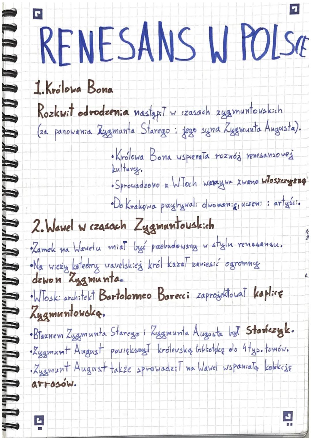 LLLL LLLL
RENESANS W POLS
1.Królowa Bona
Rozkwit odrodzenia nastąpił w czasach zygmuntowakich
(2a panowania Bygmunta Starego: jego syna Zygm