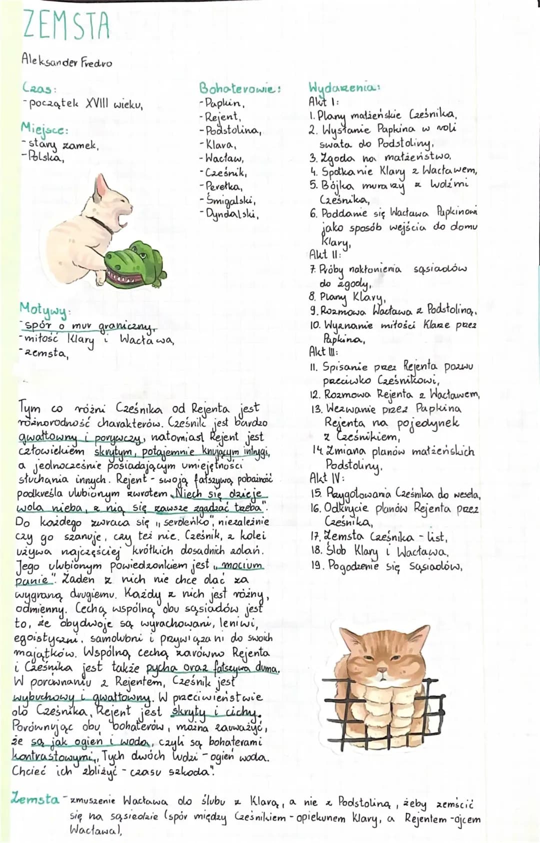Zemsta - Streszczenie Krótkie i Szczegółowe, Quizy i Opracowanie