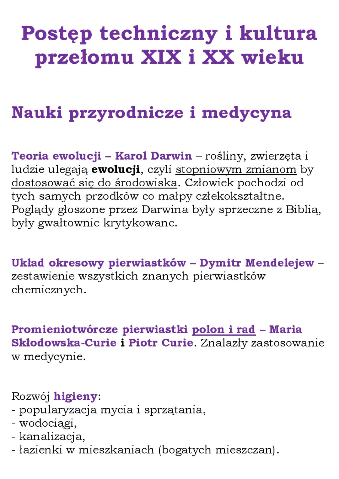 Polska Kultura i Nauka przełomu 19 i 20 wieku - notatka dla kl 7