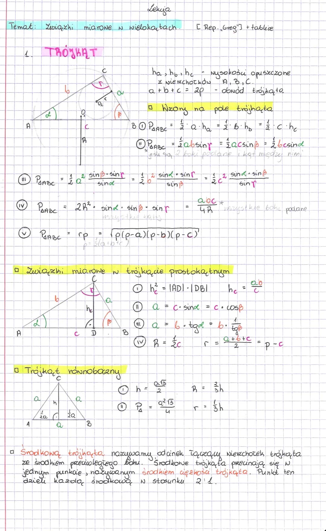 Temat: Związki
C
스
A
TROJBAT
L
A
(11) PJABC = 1/² a ²2
a
18
20
Lekcja
miarowe N wielokątach. [ Rep. Greg] + tablice
h
O
D
с
B
Związhi miorow