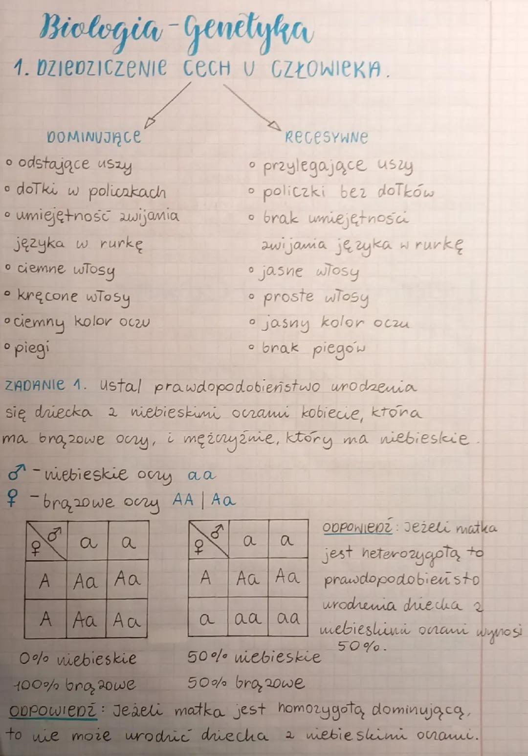 # Biologia-Genetyka

1. Dziedziczenie cech u CZŁOWIEKA.

DOMINUJĄCE

• odstające uszy

• dołki w policzkach

• umiejętność zwijania

  język