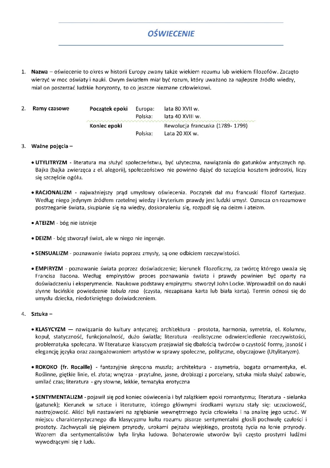 Oświecenie: Czas Mądrości i Sztuki w Polsce i Europie