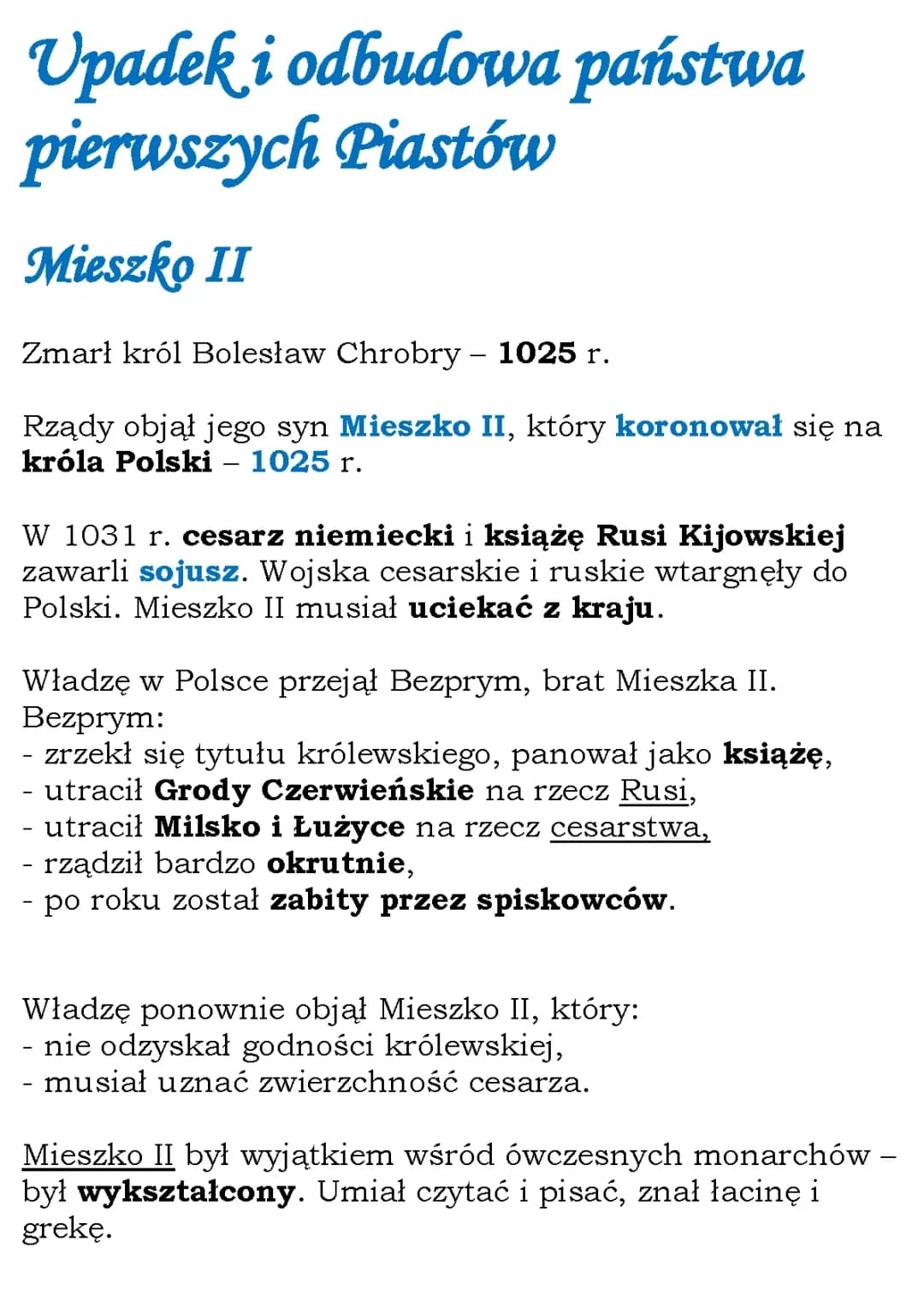 Upadek i odbudowa państwa pierwszych Piastów kl 5 Podręcznik WSiP