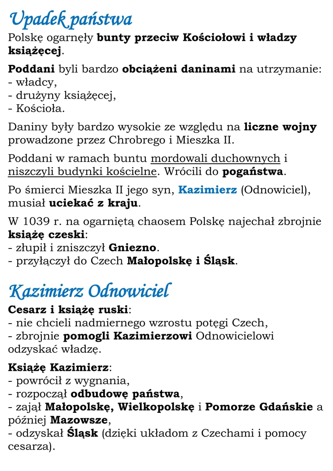 Upadek i odbudowa państwa
pierwszych Piastów
Mieszko II
Zmarł król Bolesław Chrobry - 1025 r.
Rządy objął jego syn Mieszko II, który koronow
